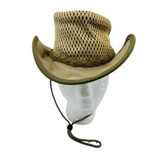 The Original Rogue Handcrafted Hat Breezy Sun Vent Safari Suede Leather Small